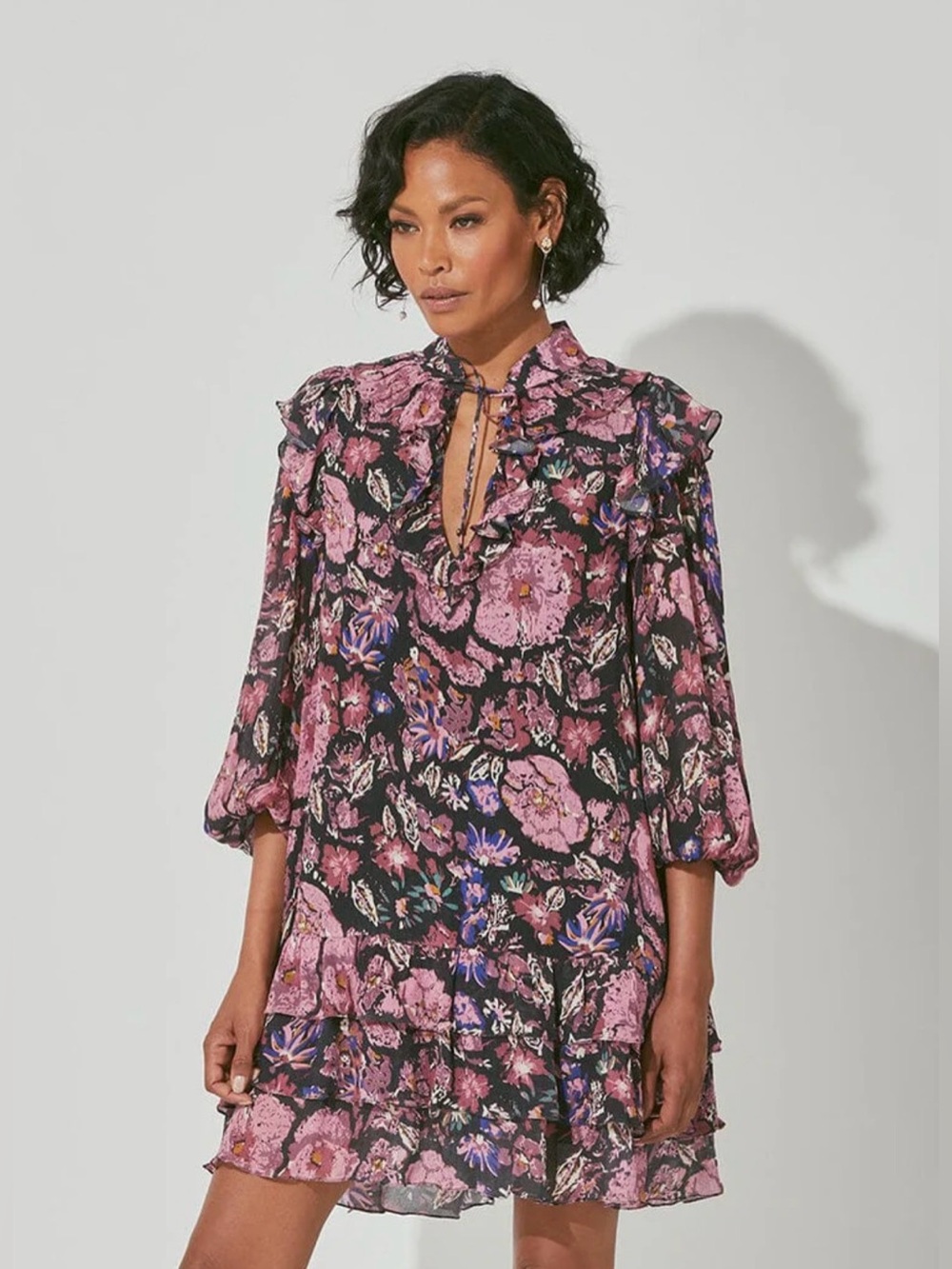 Anthropologie CLEOBELLA samaya mini dress in jolie floral print size small black
